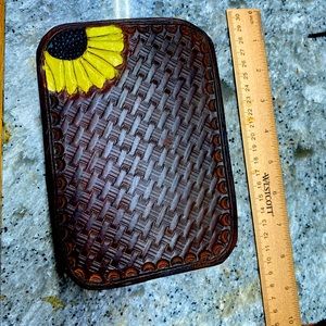 Handmade leather tooled jewelry box